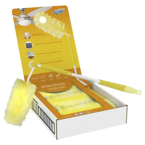 Swiffer Duster Heavy Duty 3 ft Extended Handle Dusting Kit (1 Duster, 12 Refills)