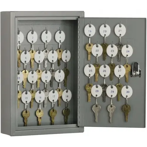 AbilityOne 7.12501E+12 Key Control; Type: Key Box ; Number of Keys: 30 ; Color: Gray ; Height (Inch): 12.25in ; Width (Inch): 8in ; Overall Depth: 2.5