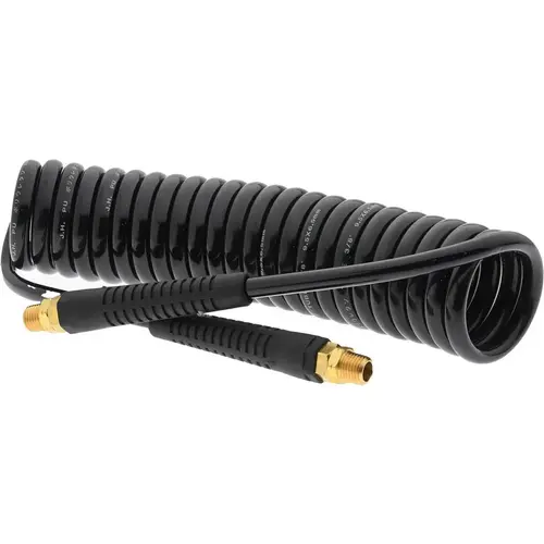 ProSource RH-1/4-15inch-B Coiled & Self Storing Hose: 1/4" ID, 15 ft Long, MNPT