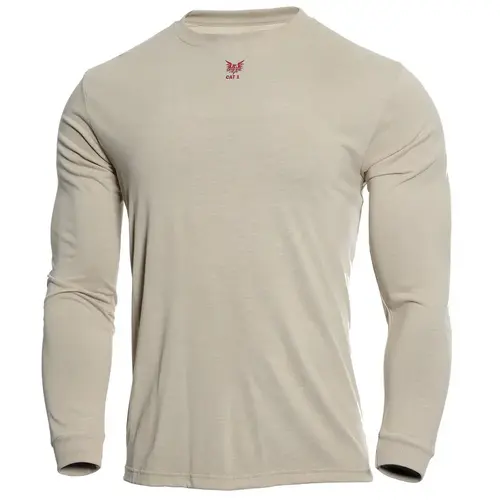 National Safety Apparel DF2-CM-446LS-DS-LG Base Layer Shirt: Nylon, Large, Tan