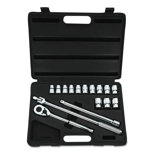 Socket Set, 17-Pc, 1/2 in, 12-point