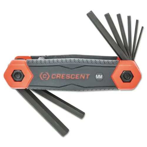 Crescent CHKFM8 Folding Hex Key Sets, 8 Pc., Hex Tip, Metric