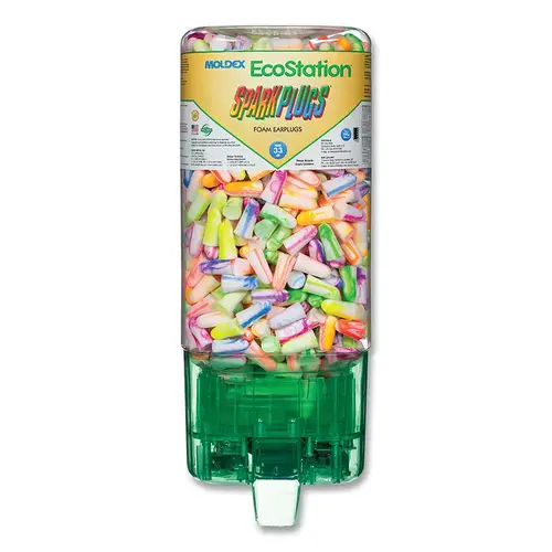 Moldex 6833 SparkPlugs TouchFree EcoStation  Earplug Dispenser Starter Kit, Incl 1 Dispenser w/500 Pairs, 33 dB NRR, 4 EA/CA