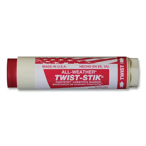 ALL-WEATHER 61062 Twist-Stik  Livestock Marker, 1.37 in dia, 4.75 in L, Red