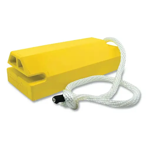 CHECKERS AC4614-LR Aviation Wheel Chock, 4 in H x 6 in W x 14 in L, Single 36 in Locking Rope, Urethane, Hi-Vis Yellow