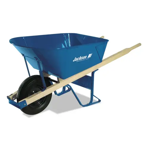 JACKSON PROFESSIONAL TOOLS M11FFBB Jackson Steel Contractors Wheelbarrows, 5.75 cu ft, Flat-Free Smooth, B.B., Blue