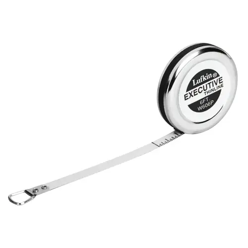 Crescent Lufkin W606P Executive  Diameter Pocket Measuring Tape, 1/4 in x 6 ft, A18 Blade, Yellow/Chrome