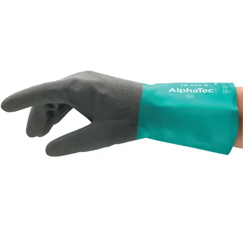 AlphaTec 58-530B-080 AlphaTec  58-530B/58-535B Gloves, 8, Grey/Teal, 12 in Cuff, 58-530B