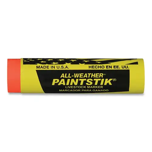 ALL-WEATHER 61028 Paintstik  Livestock Marker, 1 in dia, 4 in L, Fluorescent Orange