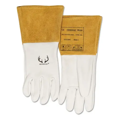 DEERSOsoft 10-2304S DEERSOsoft  Deerskin/Split Cowhide MIG/TIG Welding Gloves, Small, Pearl