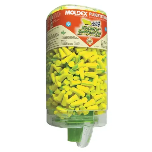 Moldex 6647 PlugStation  Earplug Dispenser, Disposable Plastic Bottle, Foam Earplugs, Green Swirls, Goin' Green
