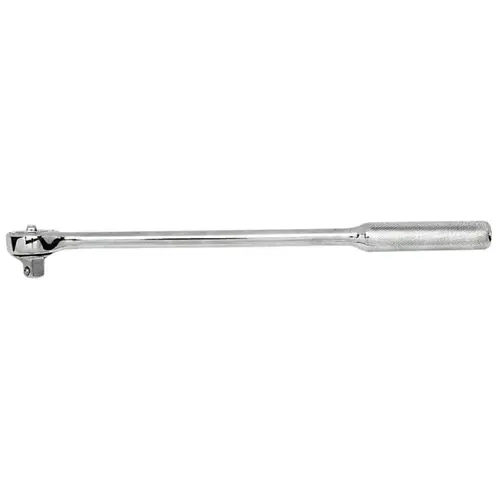 1/2 in Drive Ratchets, Round 15 in, Chrome, Knurled Handle