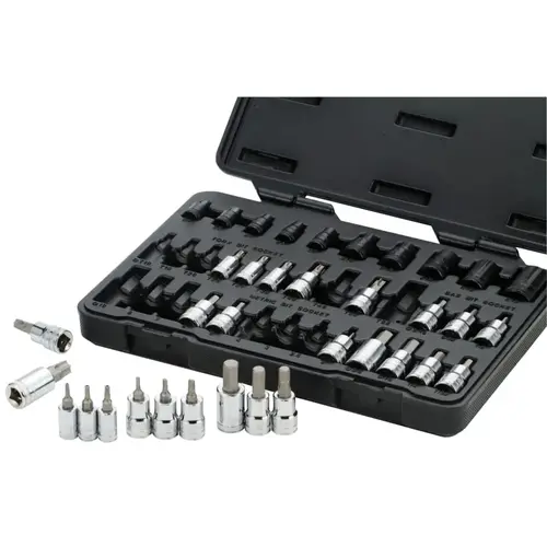 36 Piece Master Torx Set with Hex Bit Sockets, 1/4 in, 3/8 in & 1/2 in