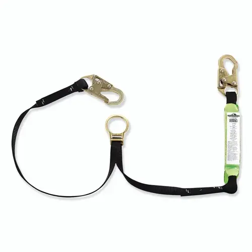 Peakworks V8104356 Shock Absorbing Lanyard, 6 ft, Steel Snap Hook, 310 lb, Steel Snap Hook, 1 Leg