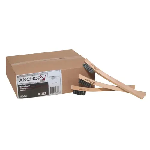 Anchor Industries 15SS Utility Brush, 3x7 Rows, Stainless Steel Bristles, Wood Block/Handle, Hand Tied