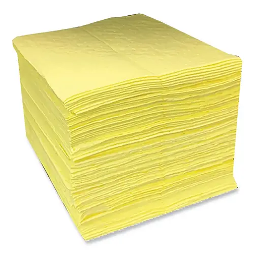 ESSENTIALS H1PL200 Hazmat Sorbent Pads, 18 in L x 16 in W, Light, Yellow