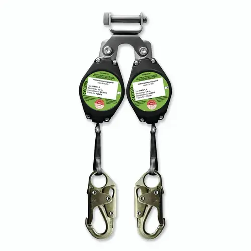 Peakworks V845525006LE Class A Dual Self-Retracting Lifeline, 6 ft, Dual Harness Connector, 300 lb, Steel Snap Hook, 2 Legs