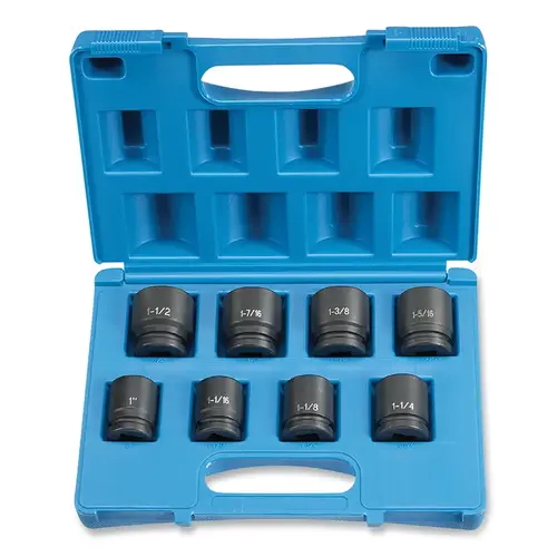 Impact Socket Set, 3/4 in Dr, SAE, 6-point, 1 in to 1-1/2 in, 8-Pc STD Length