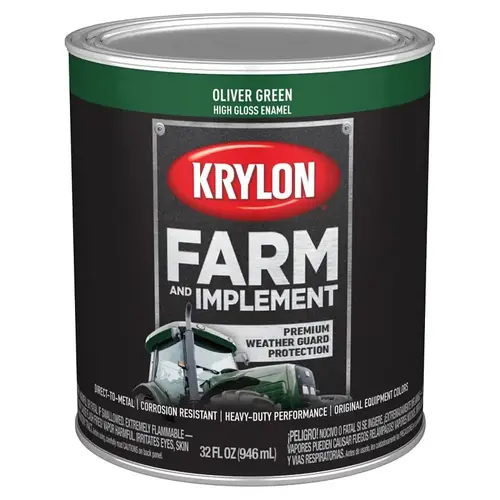 KRYLON K02036000-XCP2 Farm and Implement Paint, High-Gloss, Oliver Green, 1 qt - pack of 2
