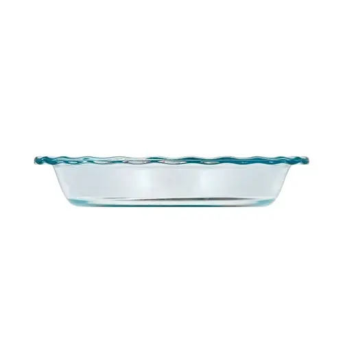 Pyrex Pie Plate, 56 oz, 9-1/2 in ID x 11-1/4 in OD Dia, 9-1/2 in OAL, Glass, Clear, Dishwasher Safe: Yes