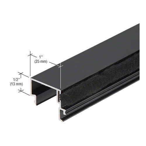 Snap-In Door Stop with Weatherstrip, Black Anodized - 21'-2" Stock Length