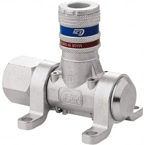 CEJN 19-902-9001-NPT Manifold: 1/2" Inlet, 1/4" Outlet, 1 Inlet Port, 1 Outlet Port, 3" OAL, 2.28" OAW, 2.7" OAH