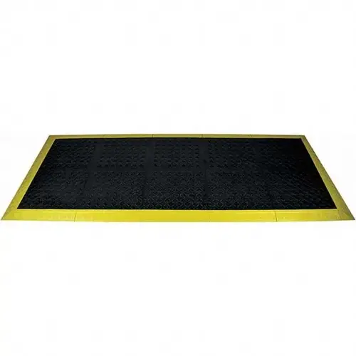 Ergo Advantage A1BZ3 Anti-Fatigue Modular Tile Mat: Dry Environment, 3" Length, 44" Wide, 1" Thick, Black & Yellow