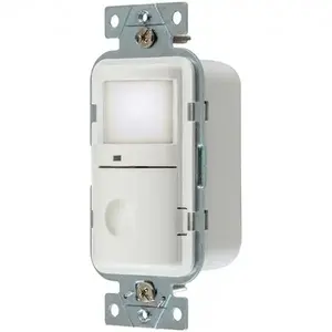 HUBBELL WIRING WS1000W Motion Sensing Wall Switches; Switch Type: Occupancy ; Sensor Type: Infrared ; Coverage (Sq. Ft.): 1200ft2 ; Adjustment Type: Manual Delay ; Amperage: 5A ; Recommended Environment: Indoor