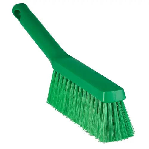 Vikan 451112 Counter & Dust Brushes; Type: Bench Brush; Bristle Material: Polypropylene; Head Length (Inch): 7.0; Bristle Firmness: Medium; FSIS Approved: No; Head Width (Inch): 2; 2.0000; Bristle Color: Green; Includes Dust Pan: No; Handle Material: Plastic; Handle L