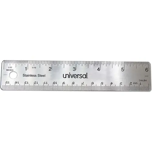 Universal UNV59026 Steel Rule: 6" OAL, Inch Graduation