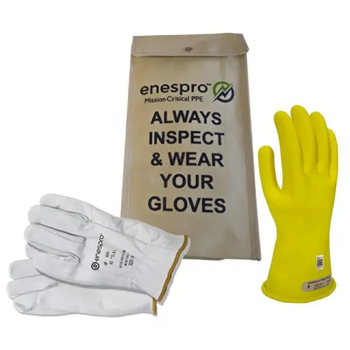 National Safety Apparel KITGC0B09 Class 0, Size 9, 11" Long, Rubber Lineman's Glove Kit