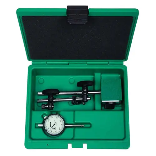 Insize USA LLC 5002-4E Dial Indicator & Base Kit: 0 to 1" Range, 0-100 Dial Reading