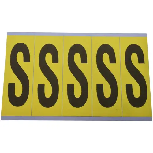 STRANCO SB7-S Number & Letter Label: "S", Rectangle, 1.75" Wide, 5" High