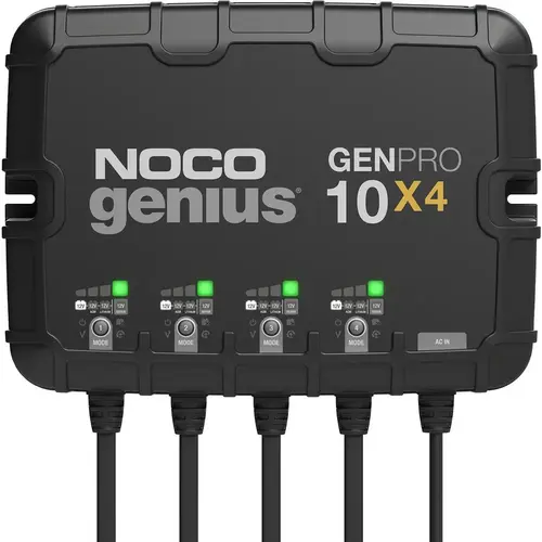 NOCO GENPRO10X4 Automotive Battery Chargers & Jump Starters; Battery Charger Type: Battery Maintainer Ring Terminal Set ; Amperage Rating: 40 ; Voltage: 120-240V AC ; Overall Width: 14 ; Overall Height: 11.65in ; Overall Depth: 6.06in