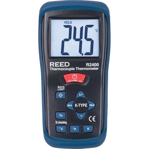REED Instruments R2400 Digital Thermometer & Probe: 2,000 degree F, K Thermocouple Sensor