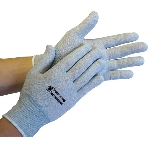 Transforming Technologies GL4505 Electrical Protection Gloves & Leather Protectors; Size: 2X-Large; X-Large; Primary Material: Nylon Blend; Material: Nylon Blend; Lining Material: Unlined; Back Material: None; Color: Silver; Grip Surface: Smooth; Men's Size: X-Large; Cuff Style: Rolled;