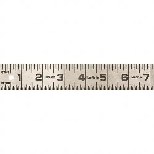 Lufkin 622FTN Steel Rule: 24" OAL, Inch Graduation, Rigid, 1-1/4" OAW