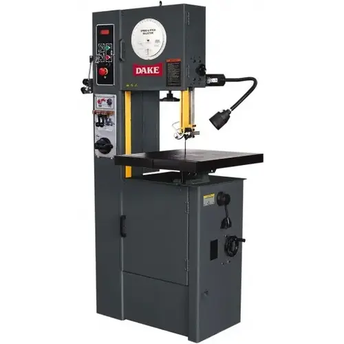 Dake 987030 Vertical Bandsaw: 15-1/2" Throat Depth, 10" Height Capacity, Variable Speed Pulley Drive