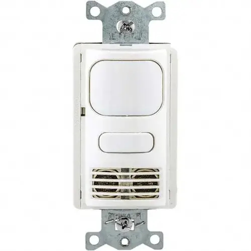 HUBBELL WIRING AD2000W1 Motion Sensing Wall Switches; Switch Type: Occupancy or Vacancy Sensor Duel Switch ; Sensor Type: Ultasonic; Infared ; Coverage (Sq. Ft.): 1000 ; Adjustment Type: Self-adjusting Delay ; Color: White ; Recommended Environment: Indoor