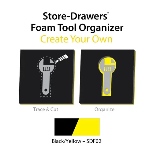 Tool Box Case & Cabinet Inserts; Type: Customizable Foam Insert ; For Use With: Store-Drawers Tool Boxes & Cases ; Material Family: Foam ; Width (Inch): 40 ; Depth (Inch): 27 ; Color: Black; Yellow