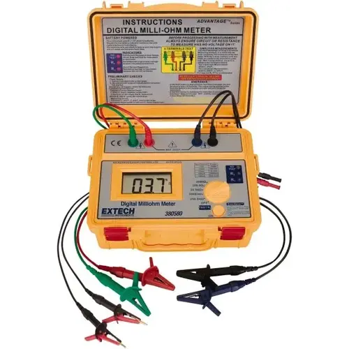 Extech 380580 Digital LCD Display, 0.002 Megohm Electrical Insulation Resistance Tester & Megohmmeter