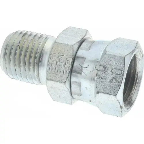 Industrial Pipe Adapter: 1/4-18 Female Thread, 1/4-18 Male Thread, MNPT x FNPSM