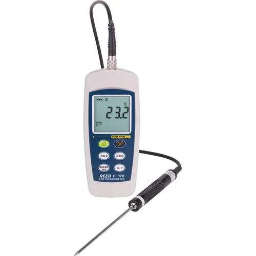 REED Instruments C-370 Digital Thermometer & Probe: 572 degree F, RTD Sensor
