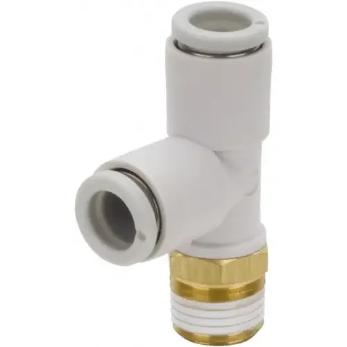 Push-to-Connect Tube Fitting: Male Run Tee, 1/2" Thread