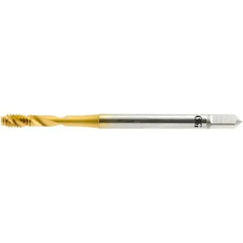 Spiral Flute Tap: 9/16-12 UNC, 3 Flutes, Modified Bottoming, 2B Class of Fit, Vanadium High Speed Steel, TIN Coated