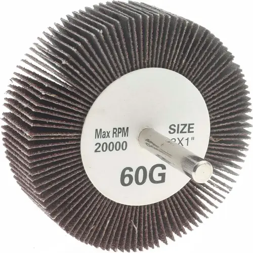 Value Collection BD3281 Mounted Flap Wheel: 3" Dia, 1" Face Width, 60 Grit, Aluminum Oxide