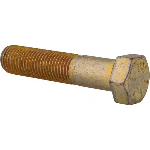 MSC 39383 Hex Head Cap Screw: 7/16-20 x 2", Grade 8 Steel, Zinc Yellow Dichromate Finish