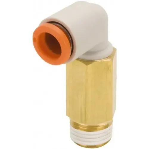 SMC PNEUMATICS KQ2W07-35AS Push-to-Connect Tube Fitting: Extended Male Elbow, 1/4" Thread, 1/4" OD