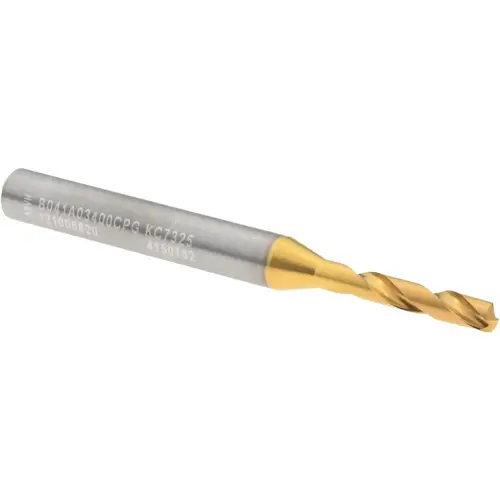 Kennametal 4150162 Screw Machine Length Drill Bit: 3.40 mm Dia, 140 deg Point, Solid Carbide TiN