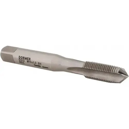 Dormer Pramet 5977404 Straight Flute Tap: M10x1 Metric Fine, 3 Flute, Plug Chamfer, 6H Class of Fit, HSS, Bright/Uncoated Finish